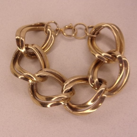 Vintage Large Double Link Gold Bracelet 7" L - Picture 5 of 5